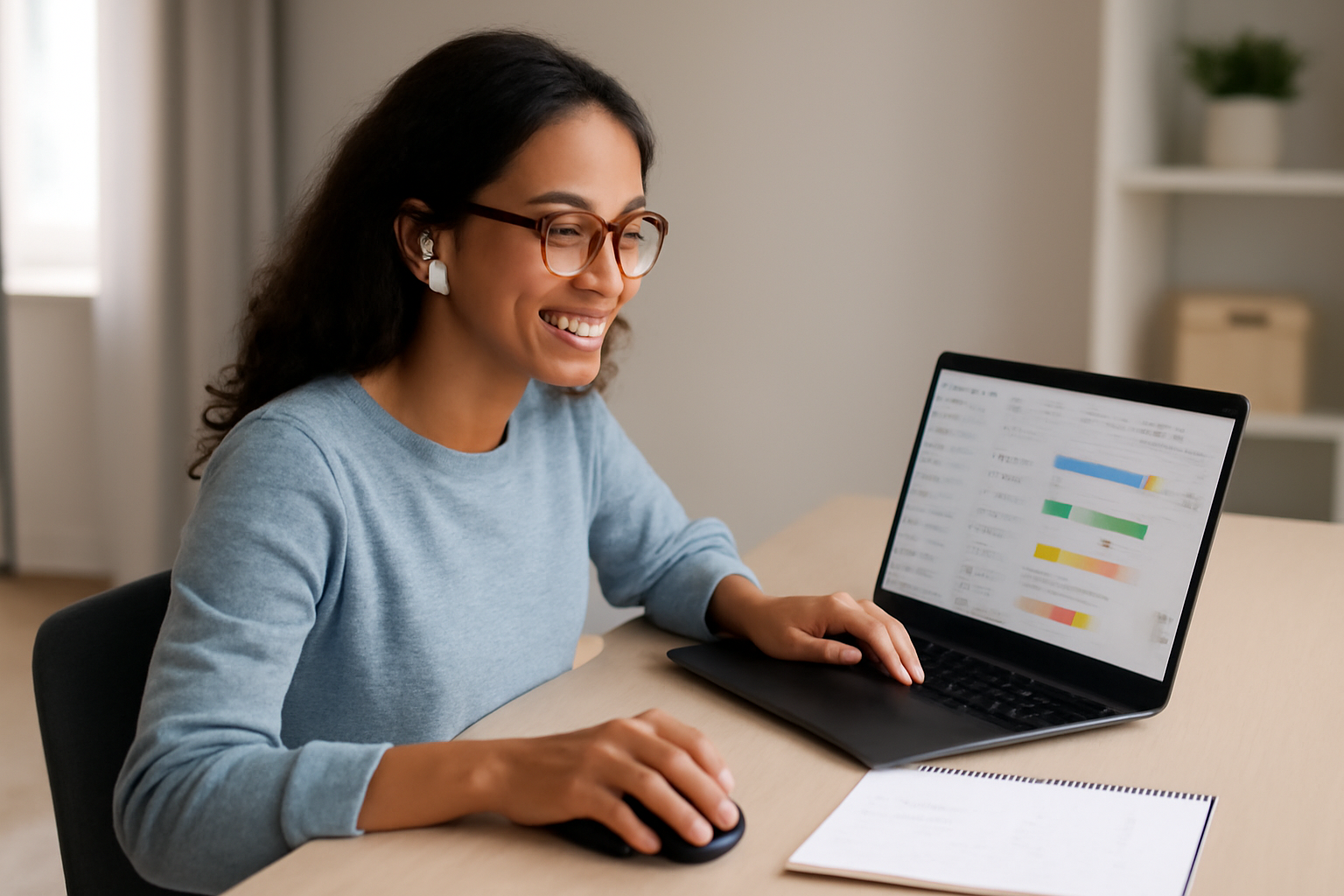 A virtual assistant working remotely on a computer, managing emails and project schedules with efficiency and organization.